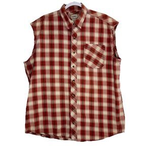C.E. Schmidt Workwear Sleeveless Plaid Western Shirt Rugged Chore Ranch Cowboy